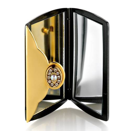 Miroir de Sac Enveloppe Noir et Strass - X3